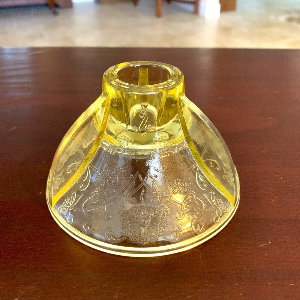 Hazel Atlas Florentine #2 'Poppy' Yellow - Single Candleholder Depression Glass